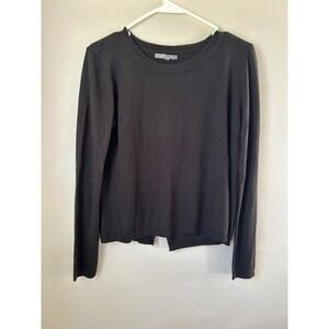 Retro-ology  Black Long Sleeve Back Open Sweater Top Women Size M Normcore Cozy